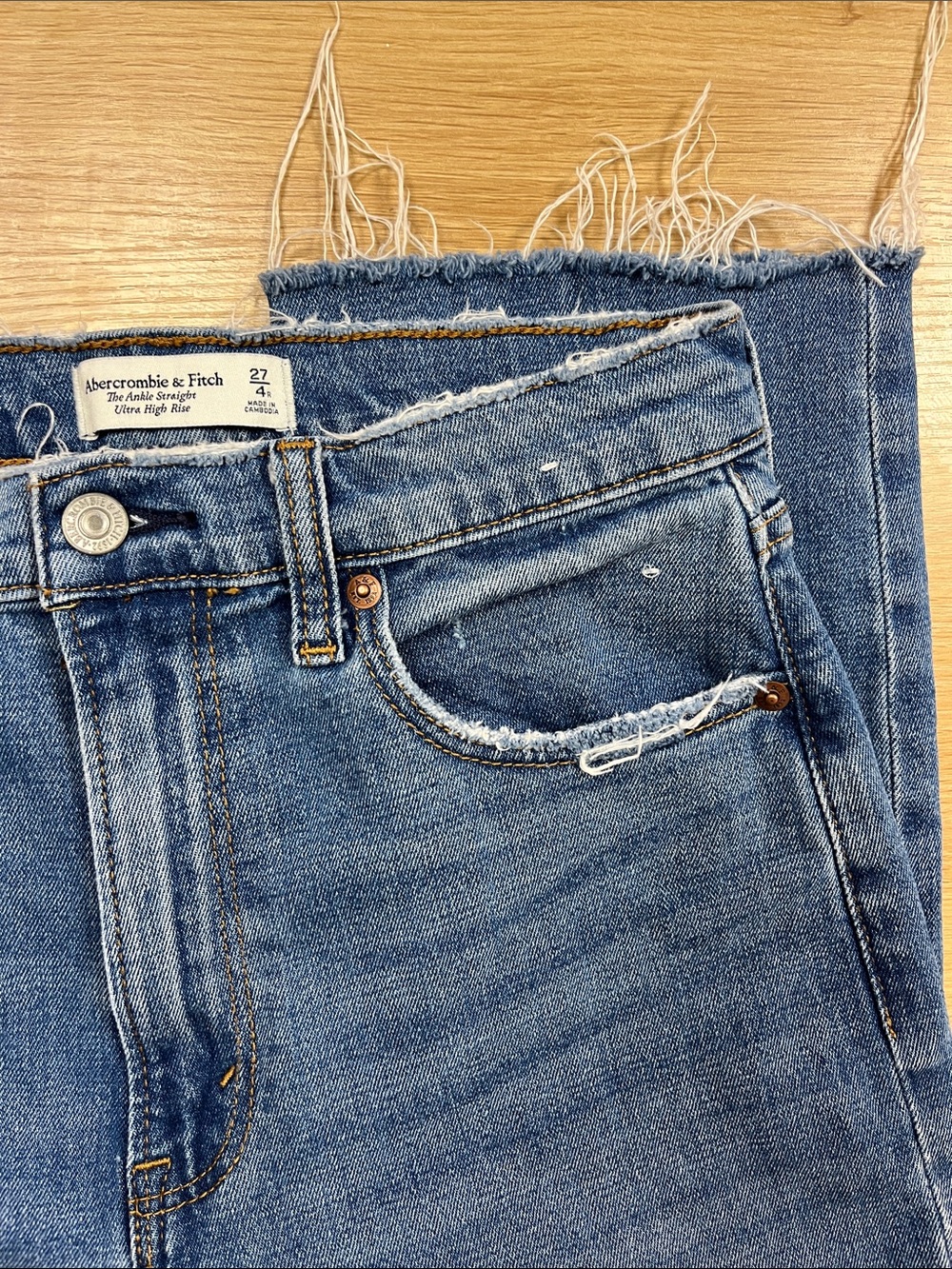 Abercrombie’s Women's Blue Raw-Hem Straight Jeans